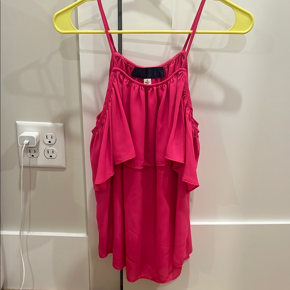 Blue Rain Pink Ruffled Camisole Tank Top